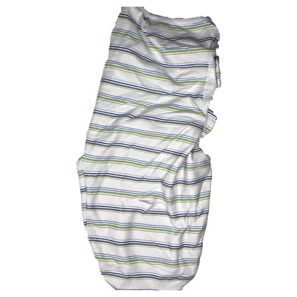 Swaddleme Striped Swaddle White Green Blue Large - Picture 2 of 4